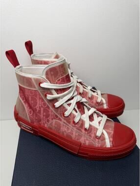 Dior B23 High Top Sneakers Red Dior Oblique Men’s EU 41